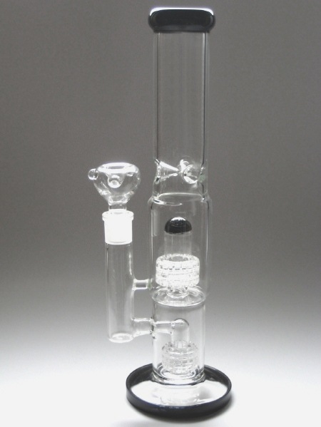 �����١����֥�Х֥롪�ĥ��󥰥�åɥѡ����졼���������ƥ�쥹���ͥ��饹�������󥰥ܥ�/Straight Twin Grid Percolator Bong
