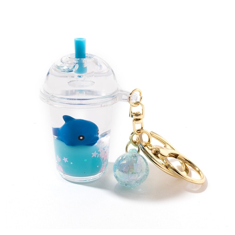 オイルキーホルダー　カップドリンク(イルカ)