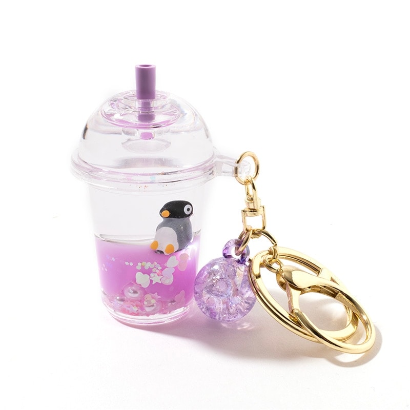 オイルキーホルダー　カップドリンク(ペンギン)