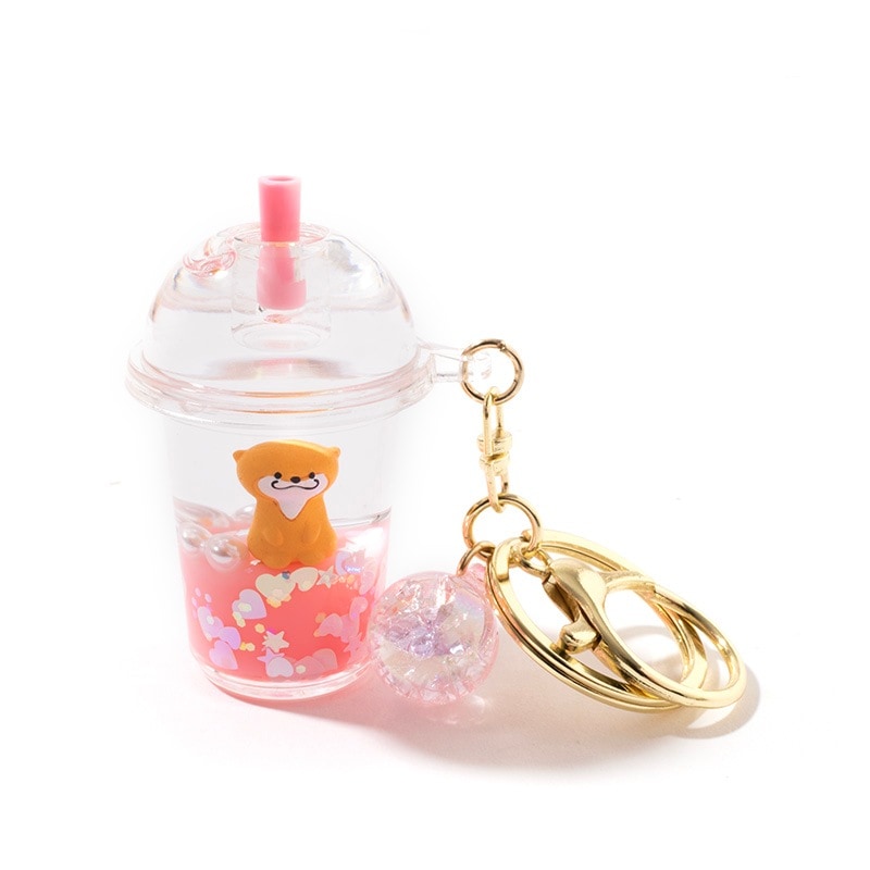 オイルキーホルダー　カップドリンク(カワウソ)