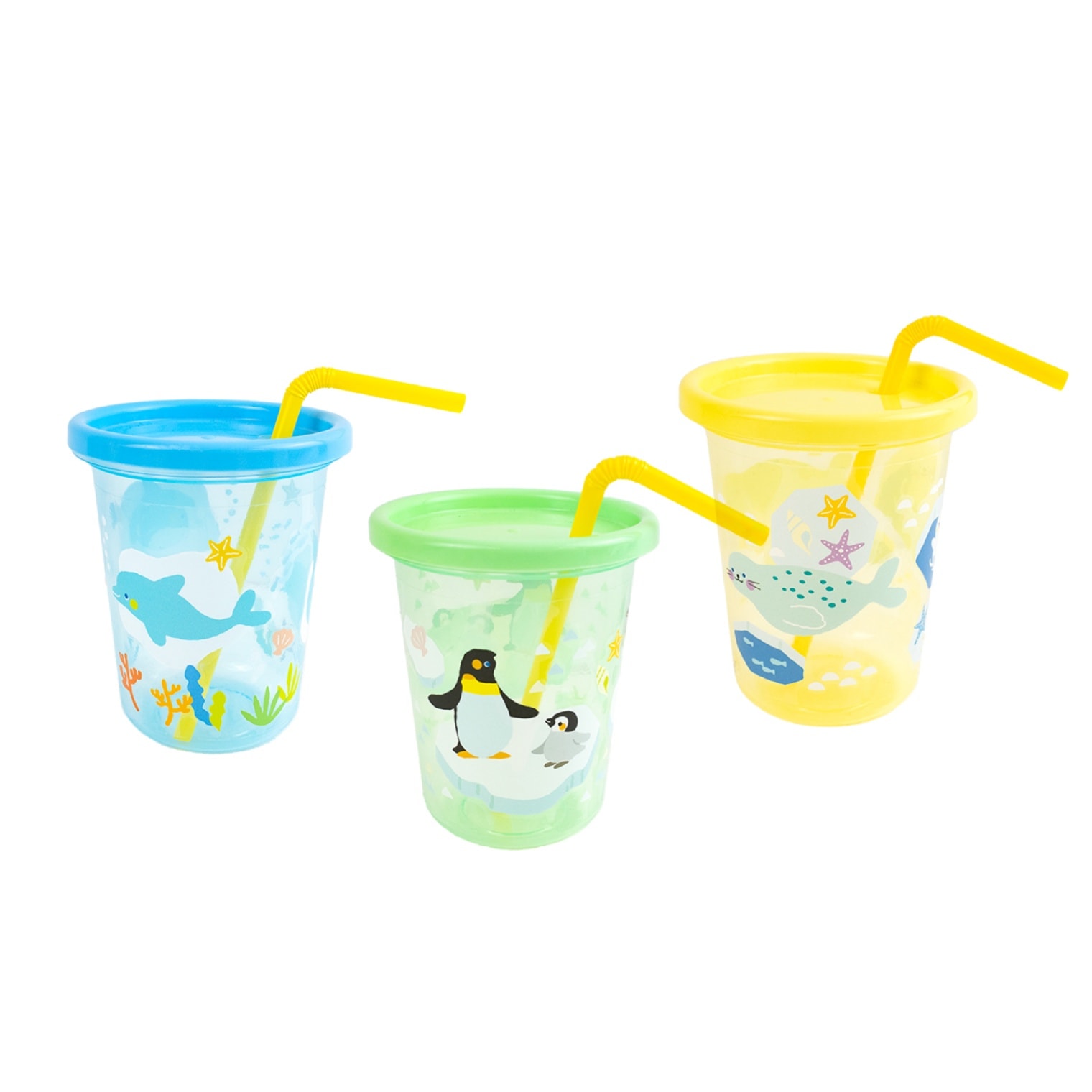 ストロー付きコップ3個セット