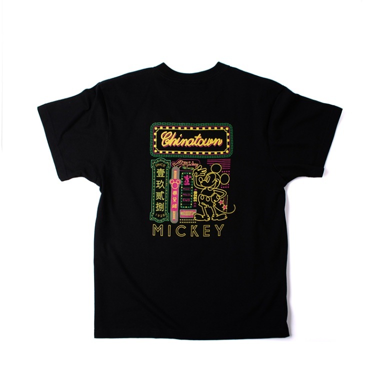 チャイナタウンDisney TシャツL(ネオンミッキー) 