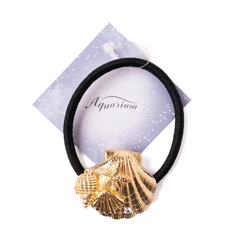 ヘアゴム シェルミックス (ゴールド)