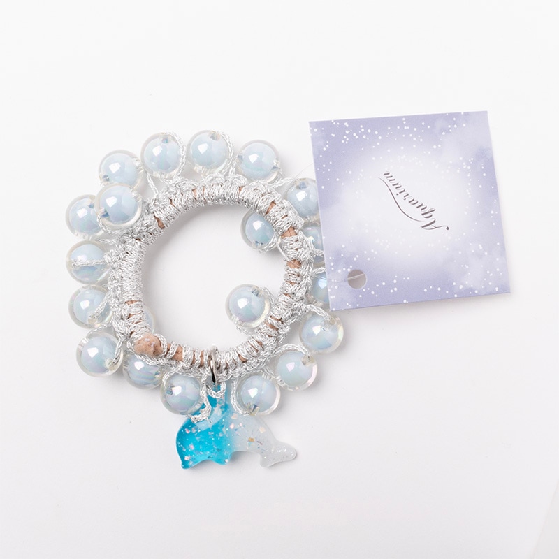 ビーズシュシュ イルカ (ブルー）