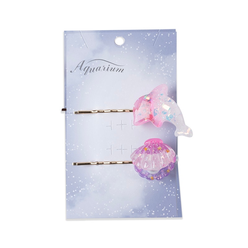 ヘアピン イルカ×シェル (ピンク）