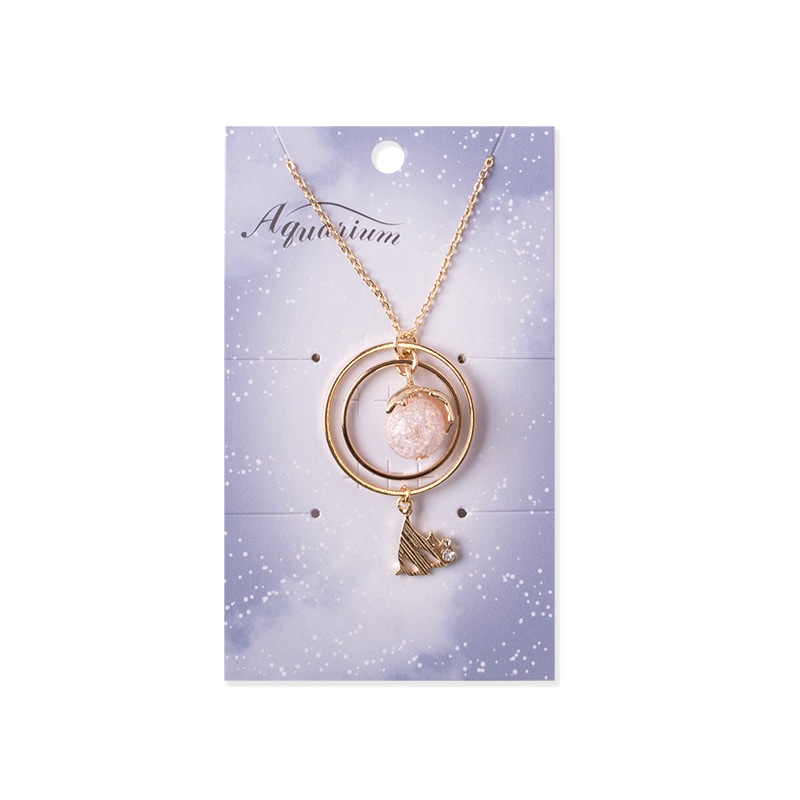 ネックレス リングストーン (ピンク）