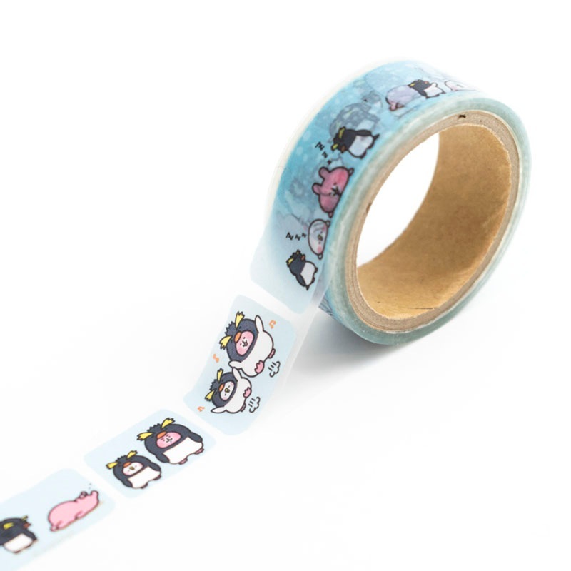 ピスケ&うさぎ 透明マスキングテープ (ペンギン)
