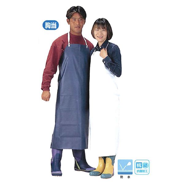 川西工業【KAWANISHI】作業服/防水前掛 690 ビニロン胸当 前掛 90×105cm（ホワイト・ネイビー）5組セット 川西工業【KAWANISHI】作業服/防水前掛 690 ビニロン胸当 前掛 90