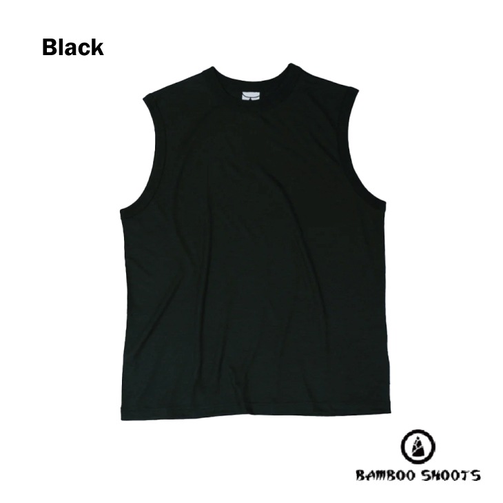 MERINO WOOL SLEEVELESS TEE BLACK メリノウール スリーブレスティー