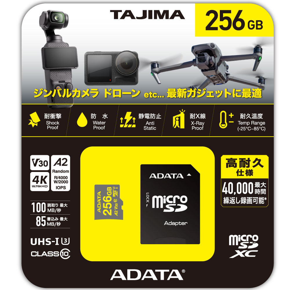ADATA[エイデータ］TAJIMA High Endurance MicroSDカード 256GB *ゆう