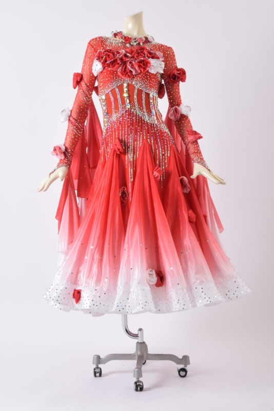 タカダンス　ホワイト&ピンク　スタンダード　モダン　ドレス　Mサイズ タカダンス ホワイト&ピンク スタンダード モダン ドレス Mサイズ