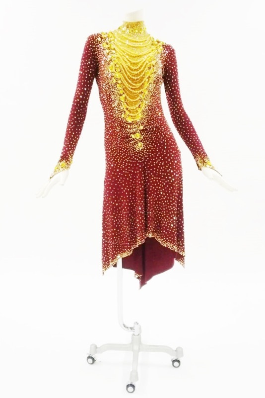 ラテンドレス WL0068 バーガンディII M 社交ダンス タカダンス