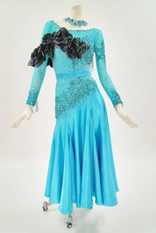 ラテンドレス WL0079 ブルージルコン S 社交ダンス タカダンス