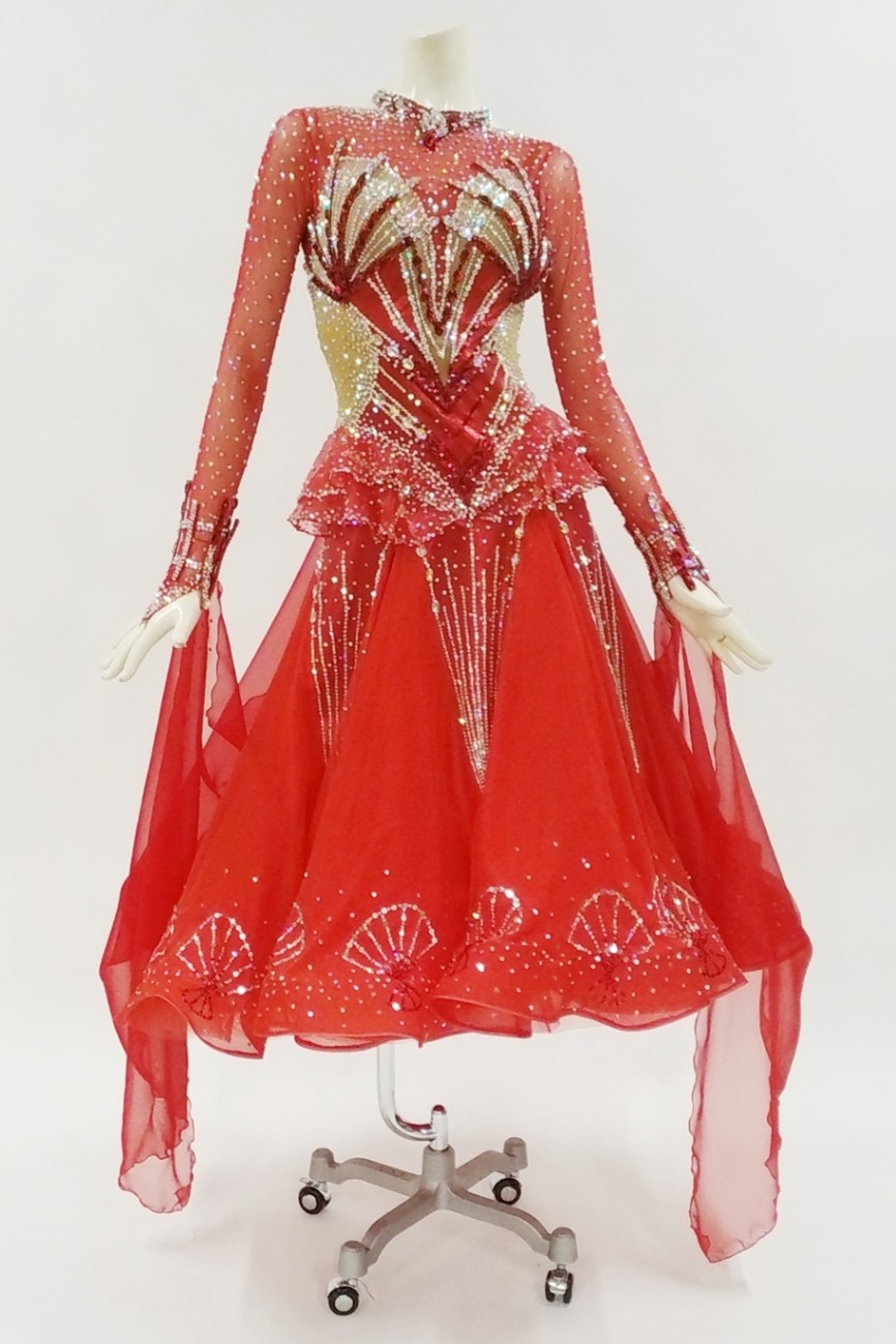 スタンダードドレス WS0519 レッドII S 社交ダンス モダンドレス