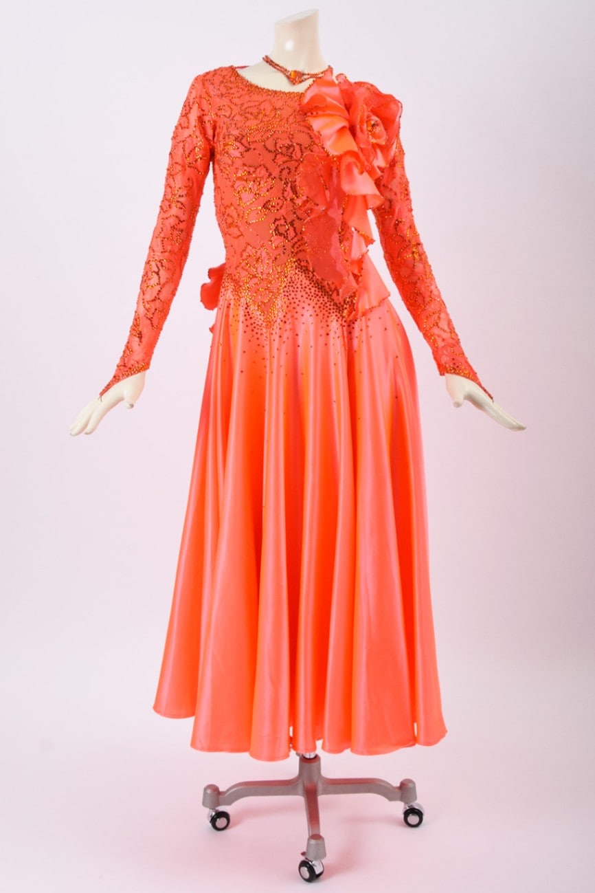 社交ダンスラテンドレスレッドM