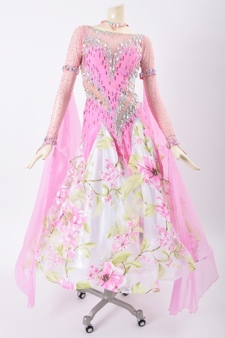 タカダンス　ホワイト&ピンク　スタンダード　モダン　ドレス　Mサイズ タカダンス ホワイト&ピンク スタンダード モダン ドレス Mサイズ