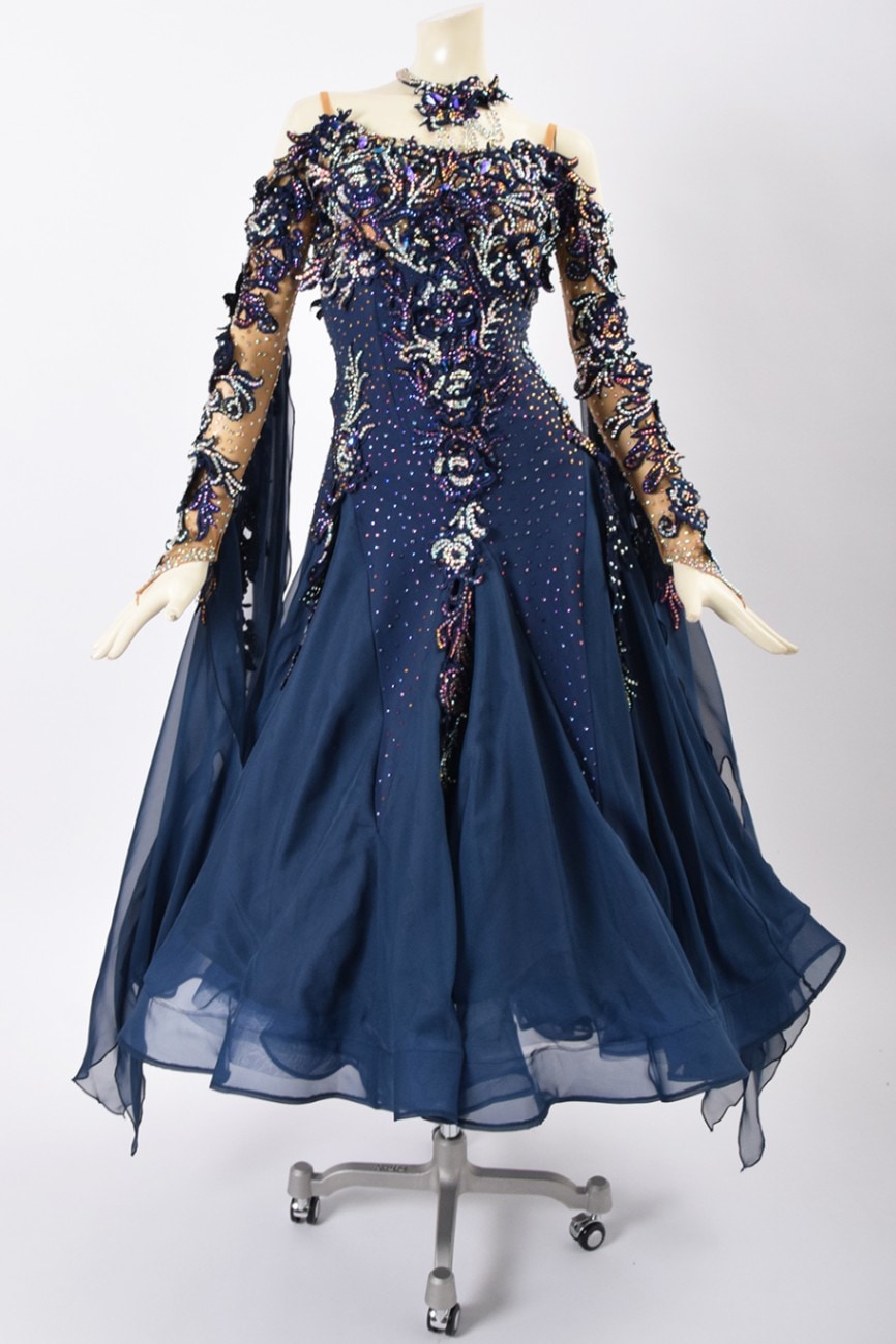 社交ダンスドレス　スタンダード　モダン　（新品）　　 黒&青　Ｍ〜Ｌ Amazon.co.jp: 社交ダンスドレス モダンダンス衣装 スタンダード