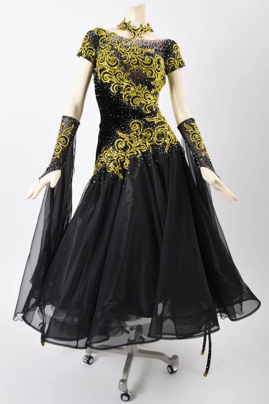 スタンダードドレス WS0582D ブラック/シトリン M 社交ダンス