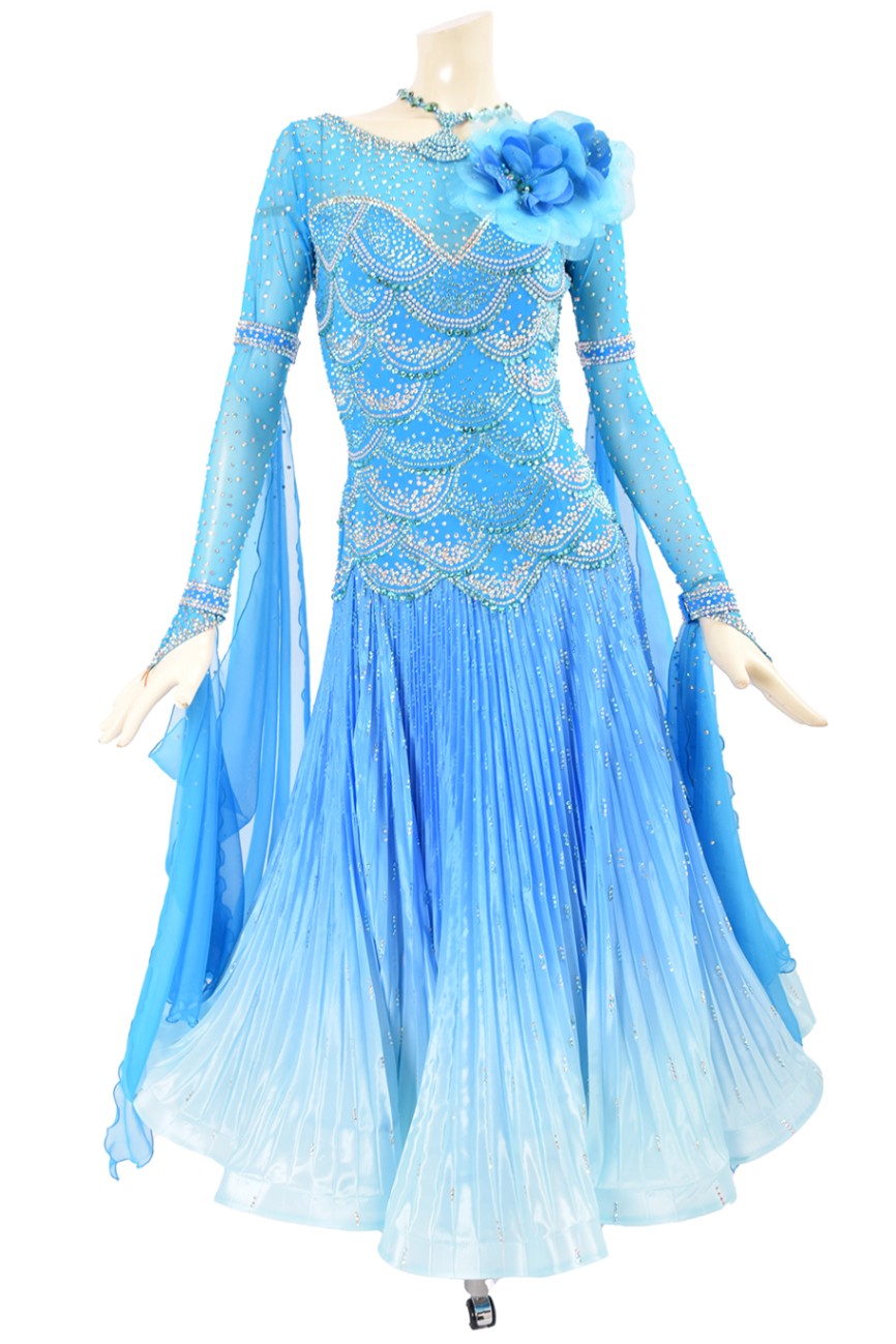 スタンダードドレス WS0618D ターコイズ/アクア M 社交ダンス モダン