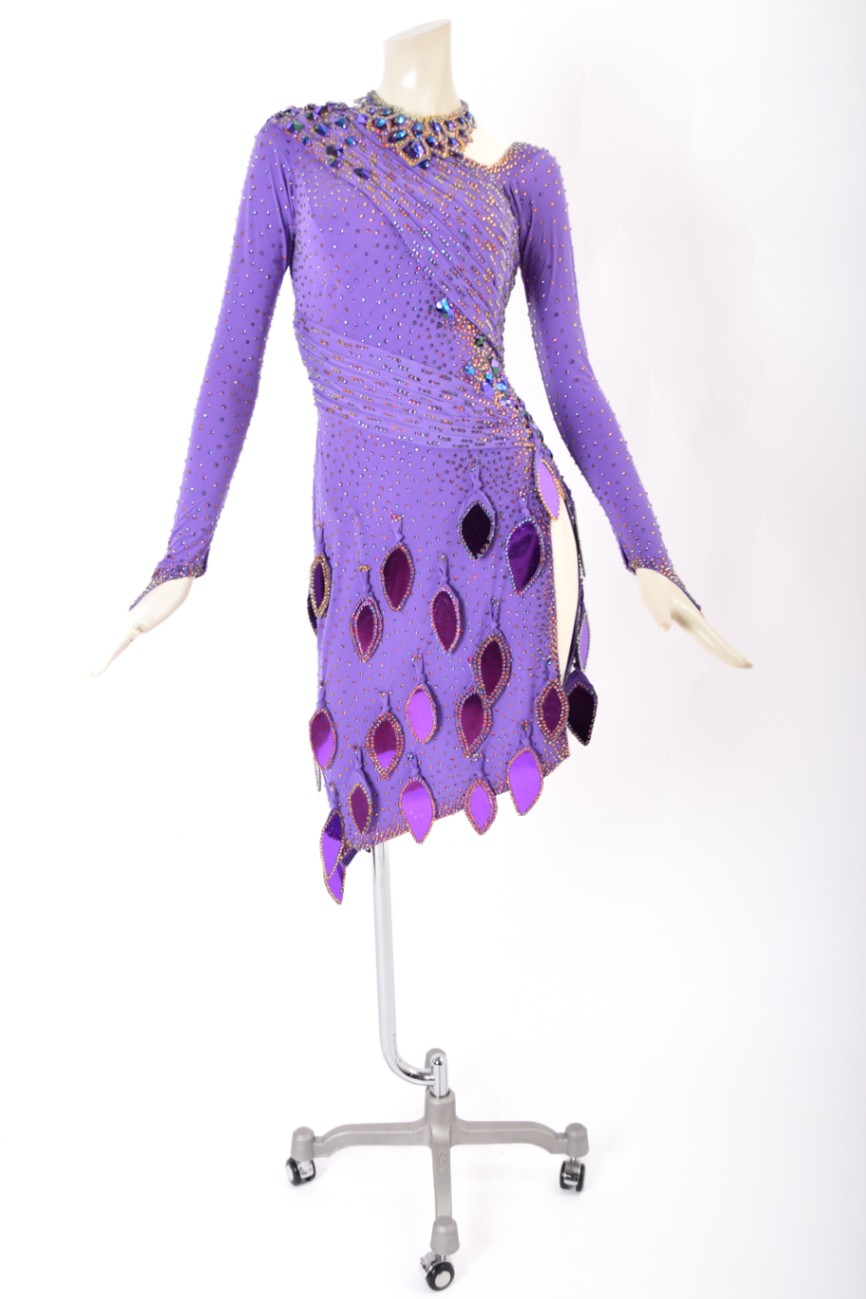 社交ダンス　ラテンドレス　パープル　新品 社交ダンスラテンドレスパープル