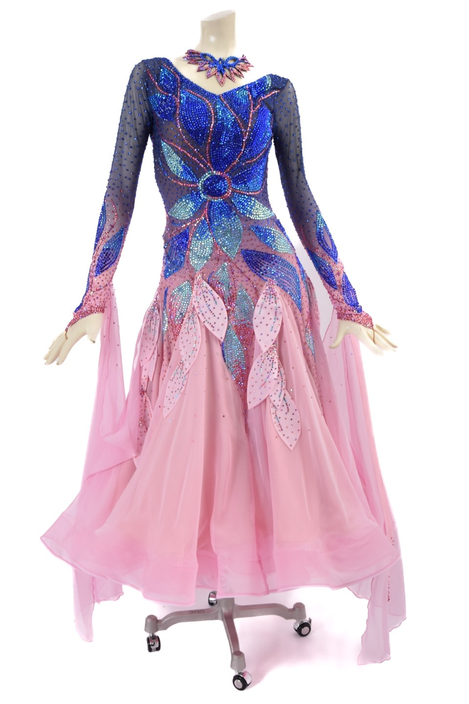 社交ダンススタンダードドレス 新品 スタンダードドレス WS0607D ブラック/ローズピンク M 社交ダンス