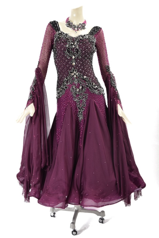 スタンダードドレス WS0661D プラム/ブラック M 社交ダンス モダン