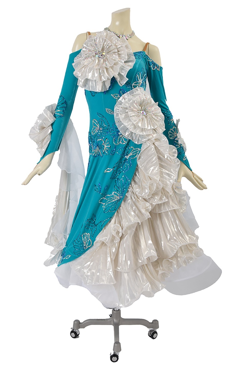 スタンダードドレス WS0657D ピーコックブルー/ホワイト M 社交ダンス