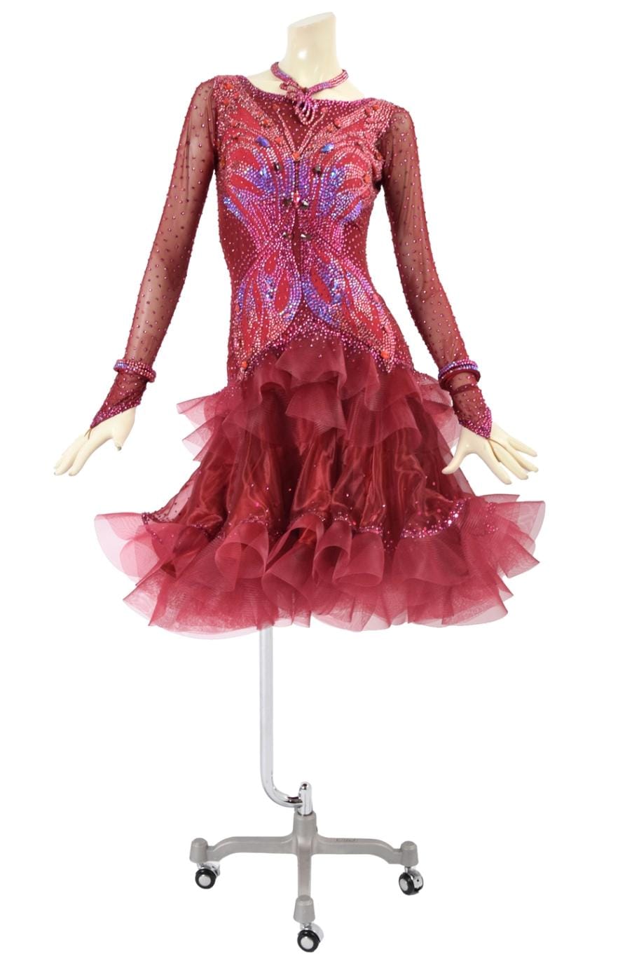 ラテンドレス WL0148D ワイン M 社交ダンス タカダンス | LADIES