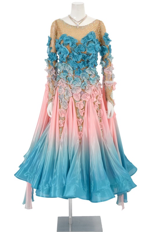 スタンダードドレス WS0588AD ジェード/シュガーピンク M 社交ダンス