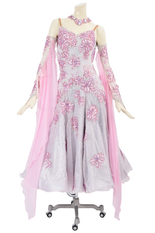 スタンダードドレス WS0623AD シルバー/ローズピンク M 社交ダンス