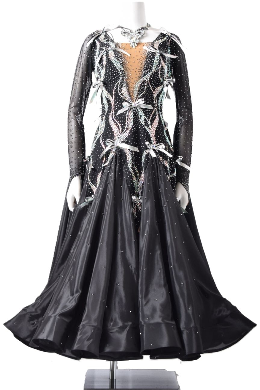 スタンダードドレス WS0716D ブラックII L 社交ダンス モダンドレス