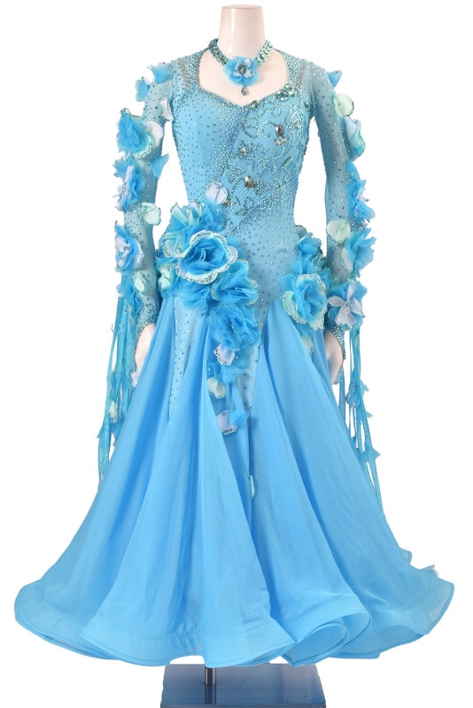 スタンダードドレス WS0667D ブルーパラダイス S 社交ダンス モダン