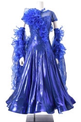 社交ダンスドレス　いいねボタンありがとうございます♪写真追加しました！ スタンダードドレス WS0594D ネイビー S 社交ダンス モダン