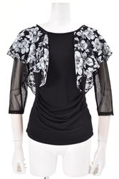 社交ダンス】タカダンス ネイビーレースコンビ フリル襟 セットアップ