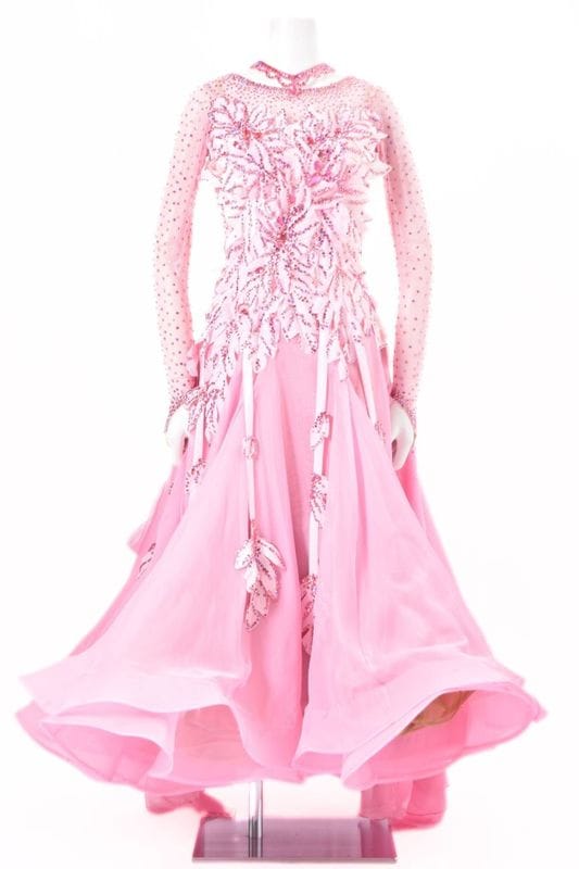 社交ダンスドレス スタンダード　ピンク ミントグリーン　ボールルーム　モダン スタンダードドレス WS0733D ローズピンク L 社交ダンス モダン