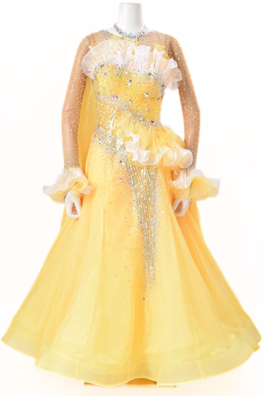 スタンダードドレス WS0743D サフラン L 社交ダンス モダンドレス