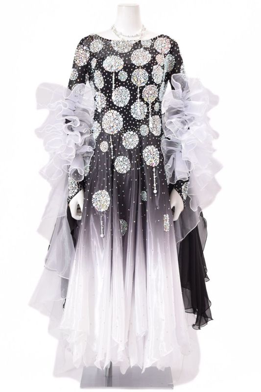 スタンダードドレス WS0743D ブラック/ホワイト L 社交ダンス モダン