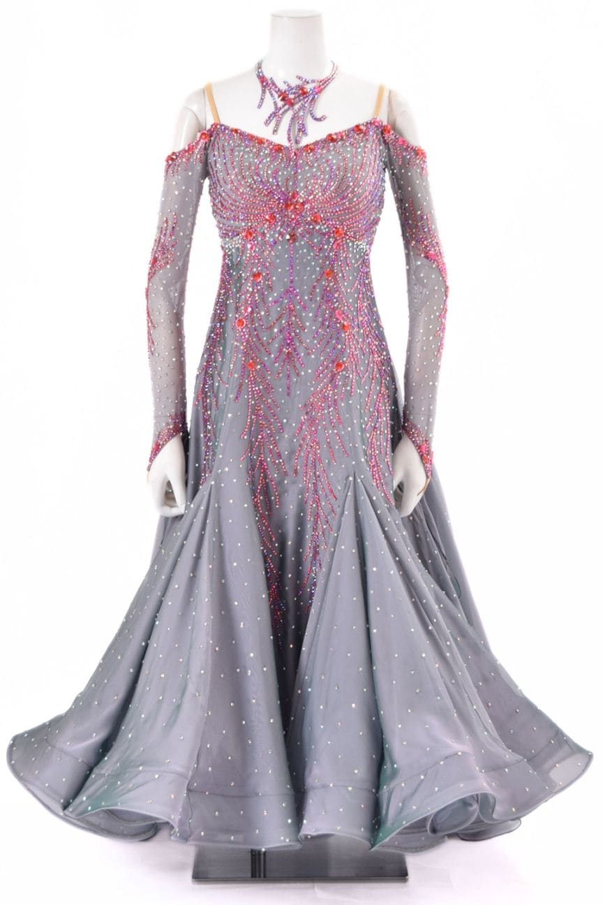 社交ダンスドレスS　スタンダード　モダン スタンダードドレス WS0683D ヘマタイト M 社交ダンス モダンドレス