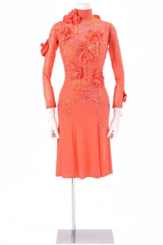 ラテンドレス WL0187D FLレッド S 社交ダンス タカダンス | LADIES