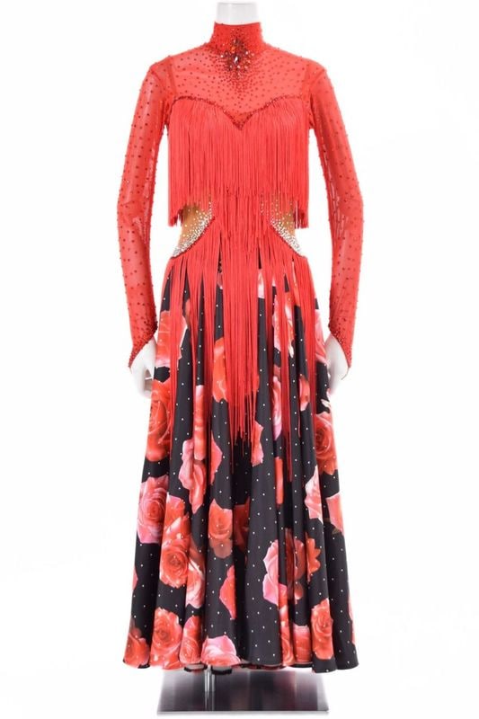 ラテンドレス パソドレス WL0156D ブラック/レッド M 社交ダンス