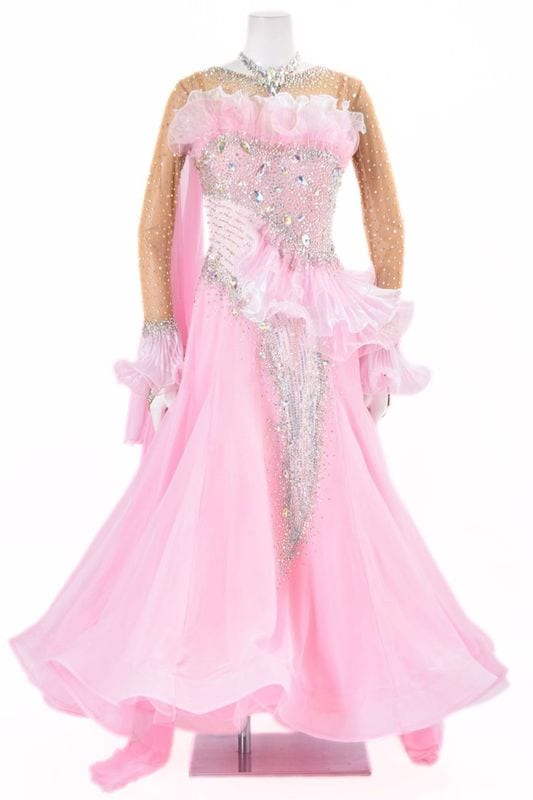 スタンダードドレス WS0743D シュガーピンク/ホワイト L 社交ダンス