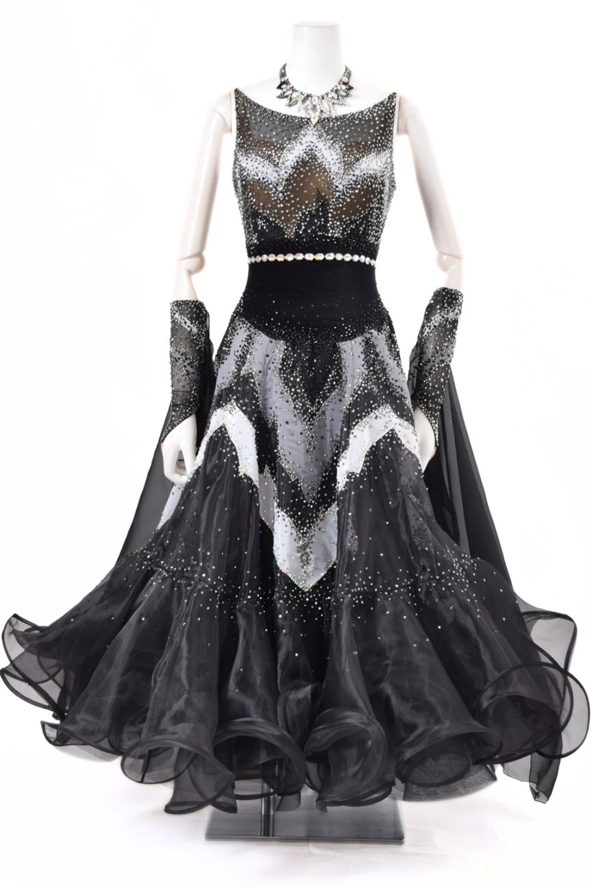 スタンダードドレス WS0739D ブラック/ホワイト S 社交ダンス モダン スタンダードドレス WS0739D ブラック/ホワイト S 社交ダンス モダン