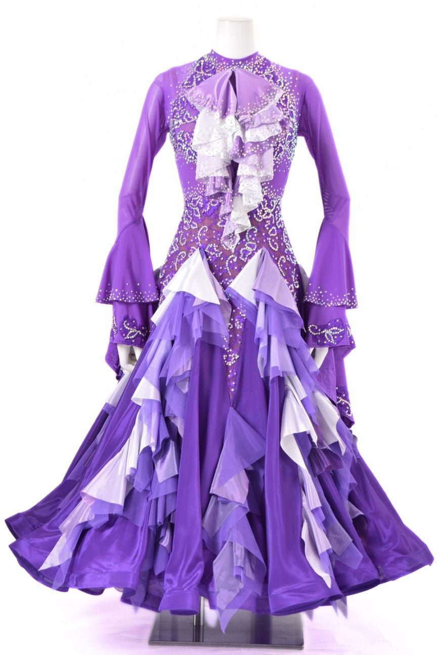 スタンダードドレス WS0740D パープル/ホワイト S 社交ダンス モダン