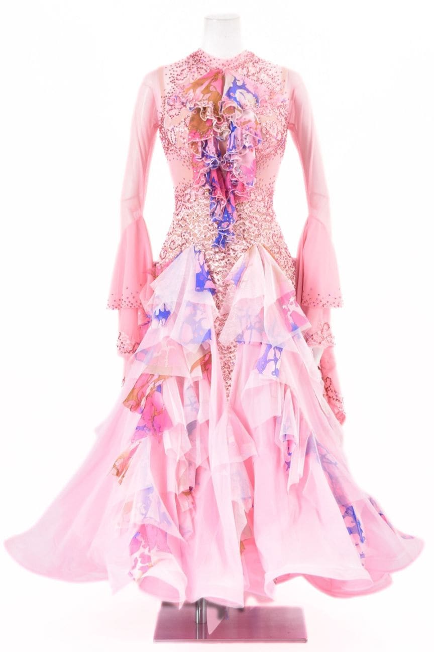 スタンダードドレス WS0740D マルチピンク S 社交ダンス モダンドレス