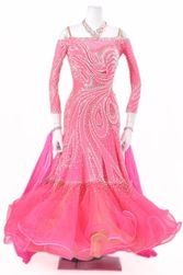 スタンダードドレス WS0728D ピンクフィズ/ベビーピンク L 社交ダンス