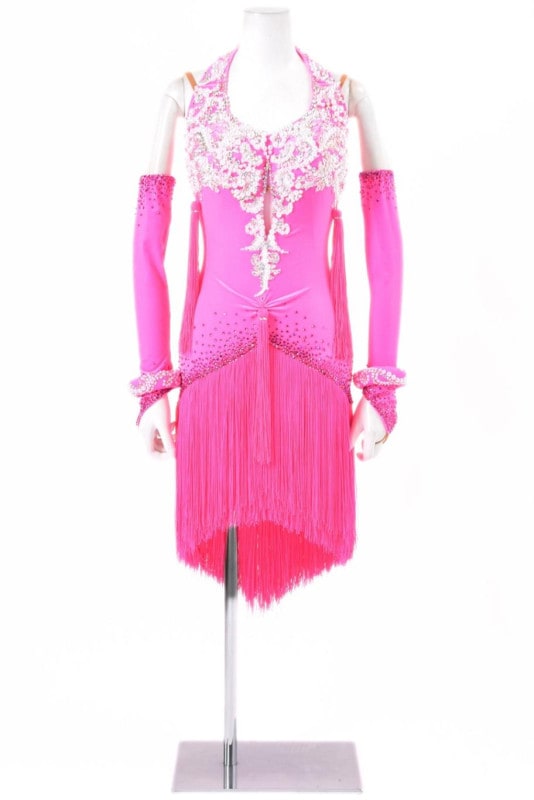 ラテンドレス WL0167D エレクトリックピンク M 社交ダンス タカダンス
