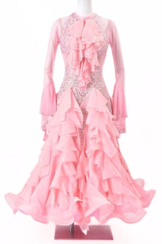 スタンダードドレス WS0740D シュガーピンク S 社交ダンス モダン