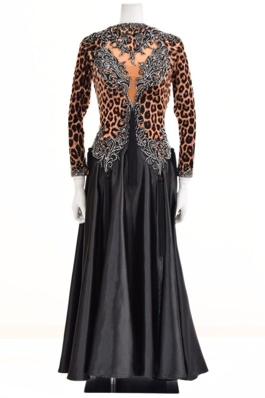 ラテンドレス パソドレス WL0164D レオパード/ブラック M 社交ダンス