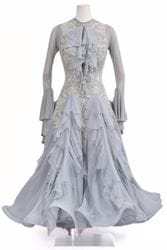 期間限定お値下中♡社交ダンス タカダンススタンダードドレスホワイト Mサイズ スタンダードドレス WS0715D ホワイト/ブラック S 社交ダンス モダン