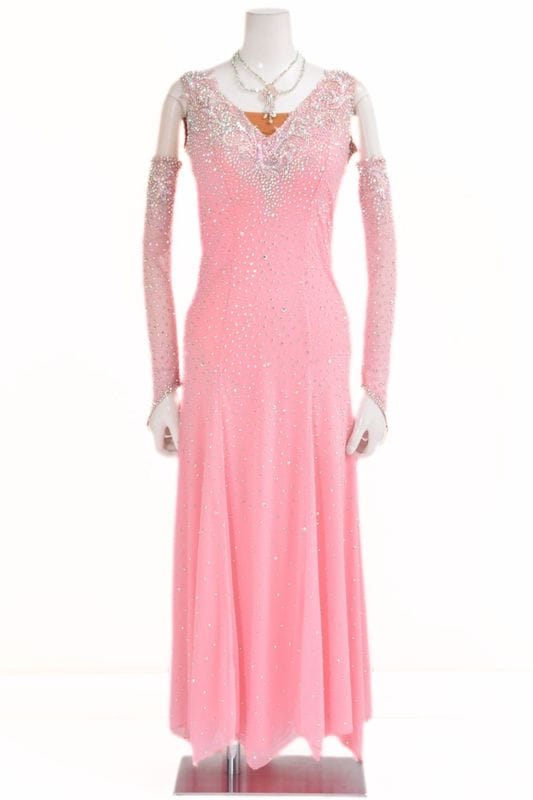 社交ダンスドレス 　タカダンス　ピンク フラワーモチーフ　　ロングドレス 社交ダンスドレス タカダンス ピンク フラワーモチーフ ロングドレス